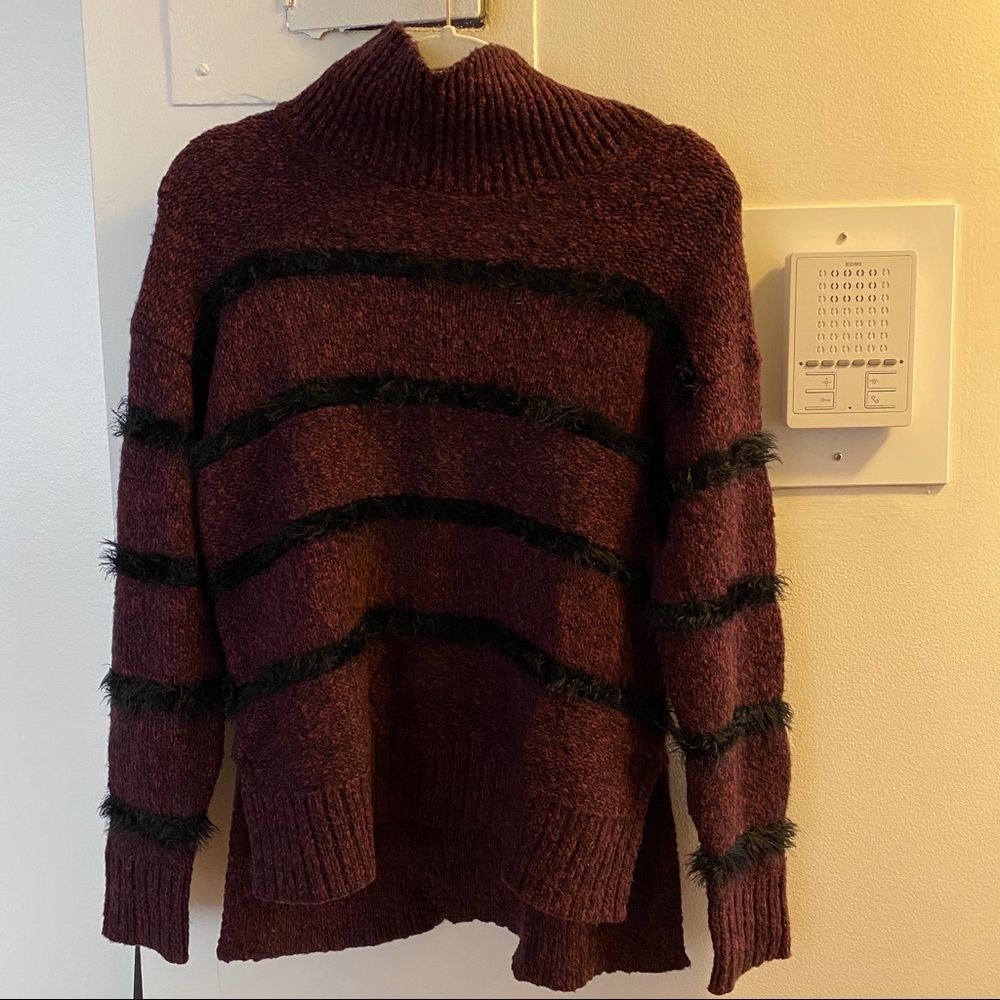 Dark red turtleneck sweater